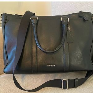 Coach Black Leather Crossbody Duffel Bag